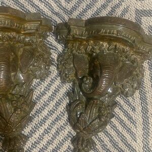 Shelves with elephant face in it detailed  high glaze vintage grey back hook